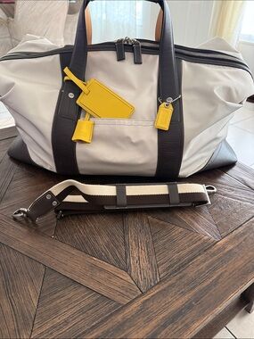 Coach Black Nylon & Leather Trim Carry-On Weekender Duffle Bag